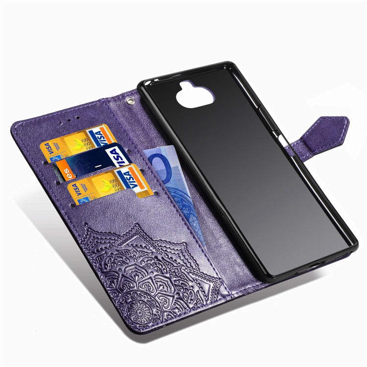 For Sony Xperia 20 Embossed Mandala Pattern PC + TPU Horizontal Flip Leather Case with Holder & Card Slots