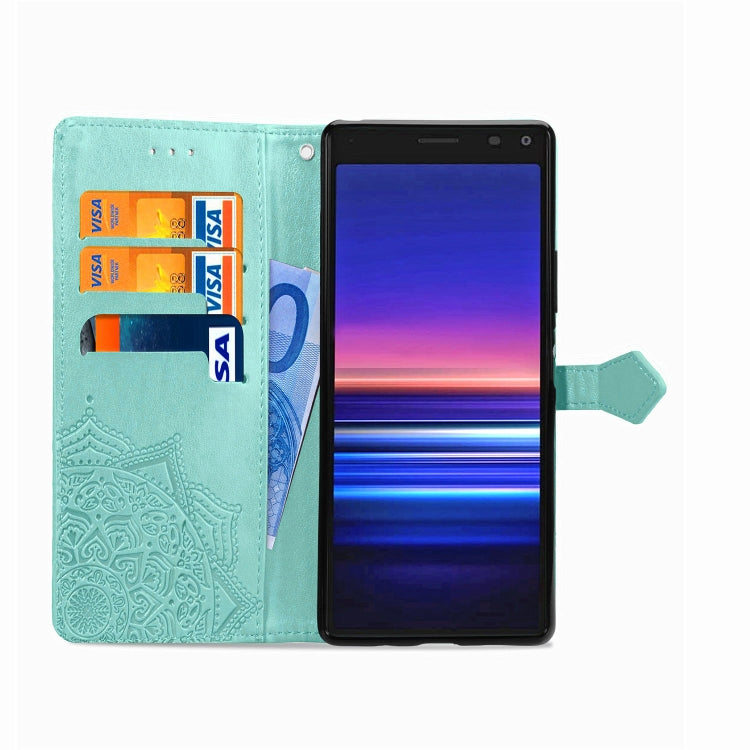 For Sony Xperia 20 Embossed Mandala Pattern PC + TPU Horizontal Flip Leather Case with Holder & Card Slots