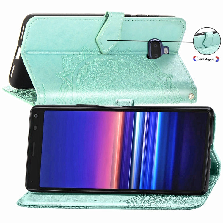 For Sony Xperia 20 Embossed Mandala Pattern PC + TPU Horizontal Flip Leather Case with Holder & Card Slots