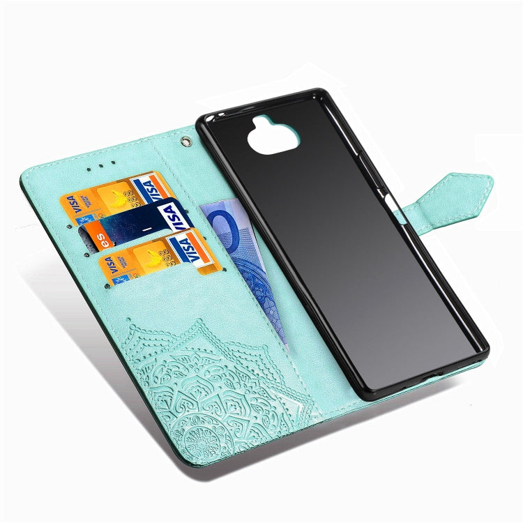 For Sony Xperia 20 Embossed Mandala Pattern PC + TPU Horizontal Flip Leather Case with Holder & Card Slots