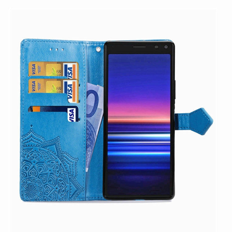 For Sony Xperia 20 Embossed Mandala Pattern PC + TPU Horizontal Flip Leather Case with Holder & Card Slots