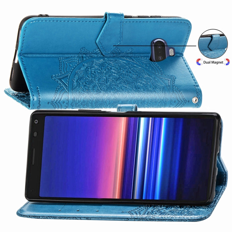 For Sony Xperia 20 Embossed Mandala Pattern PC + TPU Horizontal Flip Leather Case with Holder & Card Slots