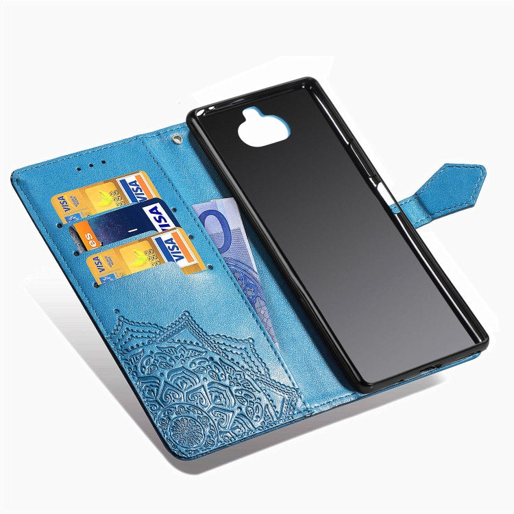 For Sony Xperia 20 Embossed Mandala Pattern PC + TPU Horizontal Flip Leather Case with Holder & Card Slots