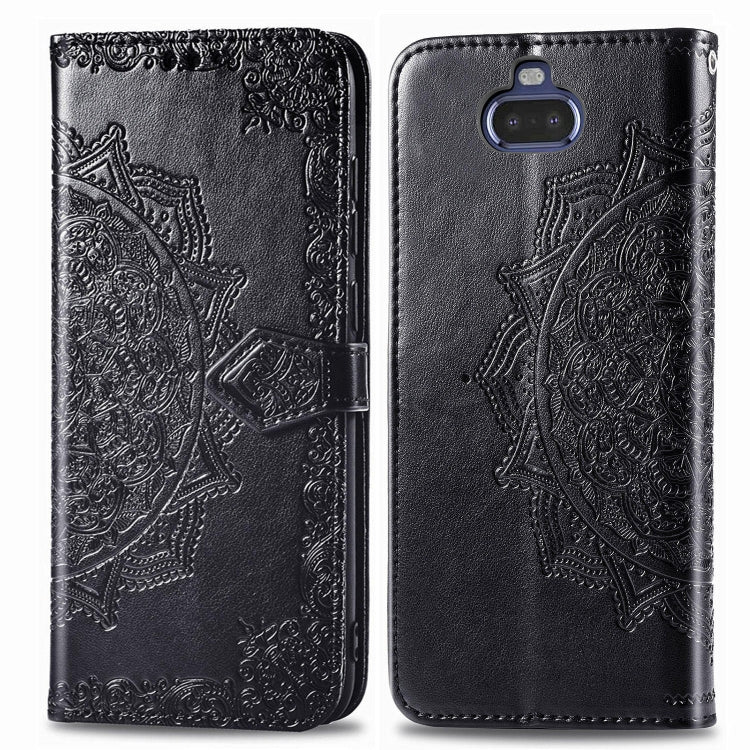 For Sony Xperia 20 Embossed Mandala Pattern PC + TPU Horizontal Flip Leather Case with Holder & Card Slots