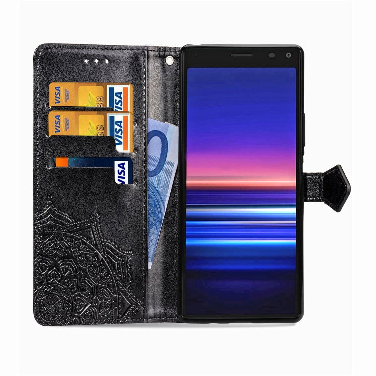 For Sony Xperia 20 Embossed Mandala Pattern PC + TPU Horizontal Flip Leather Case with Holder & Card Slots