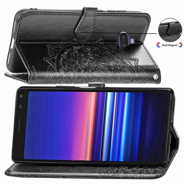 For Sony Xperia 20 Embossed Mandala Pattern PC + TPU Horizontal Flip Leather Case with Holder & Card Slots