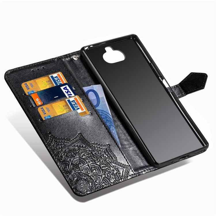 For Sony Xperia 20 Embossed Mandala Pattern PC + TPU Horizontal Flip Leather Case with Holder & Card Slots