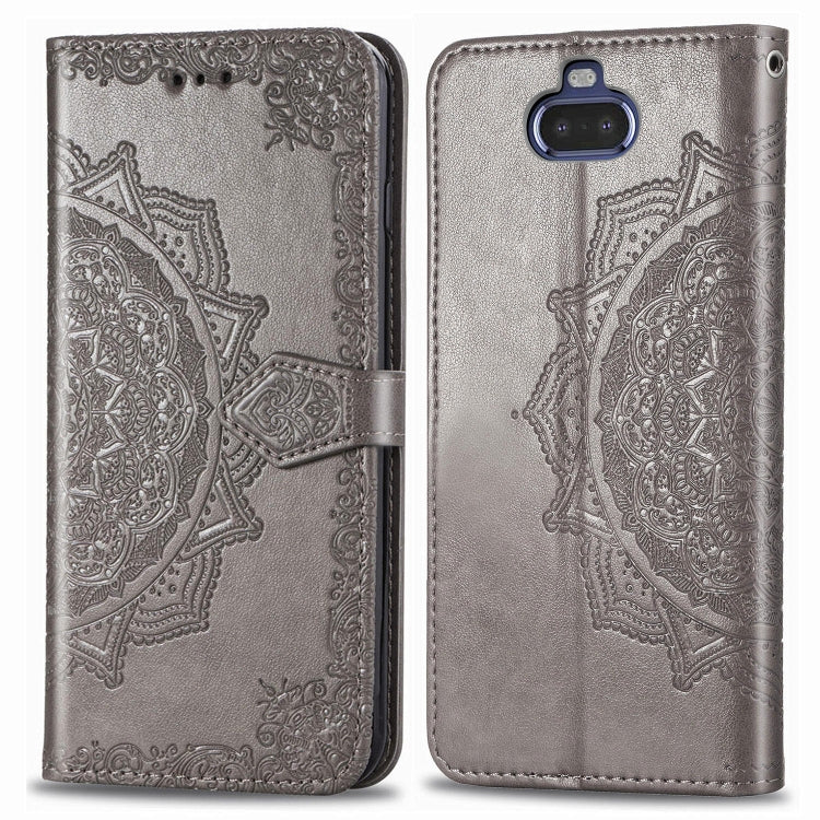 For Sony Xperia 20 Embossed Mandala Pattern PC + TPU Horizontal Flip Leather Case with Holder & Card Slots