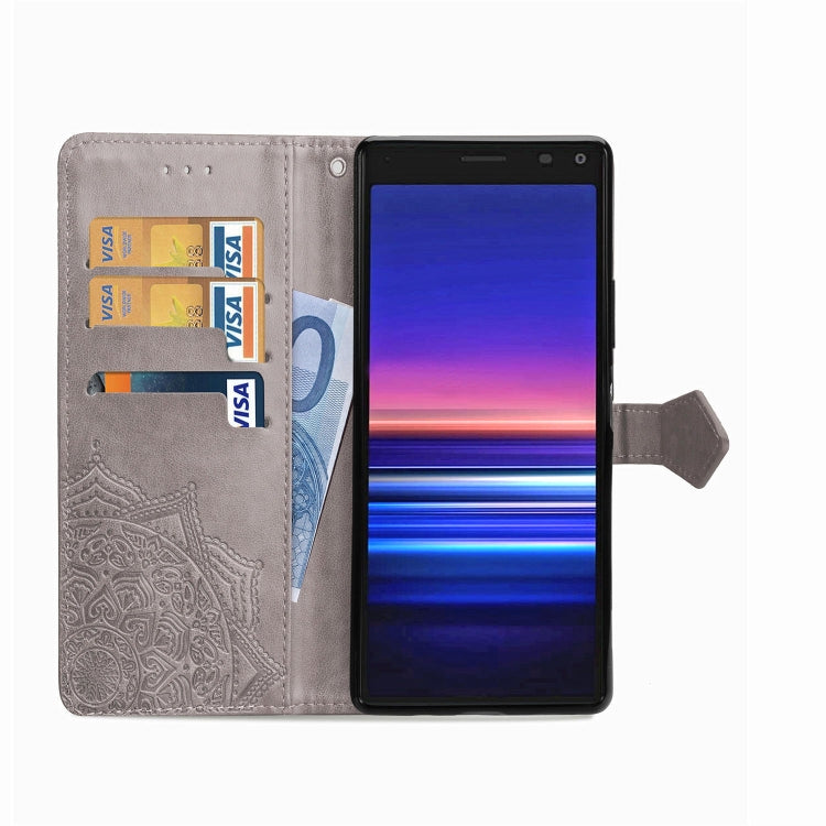 For Sony Xperia 20 Embossed Mandala Pattern PC + TPU Horizontal Flip Leather Case with Holder & Card Slots