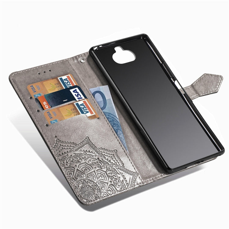 For Sony Xperia 20 Embossed Mandala Pattern PC + TPU Horizontal Flip Leather Case with Holder & Card Slots