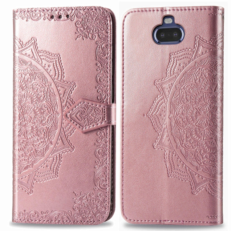 For Sony Xperia 20 Embossed Mandala Pattern PC + TPU Horizontal Flip Leather Case with Holder & Card Slots