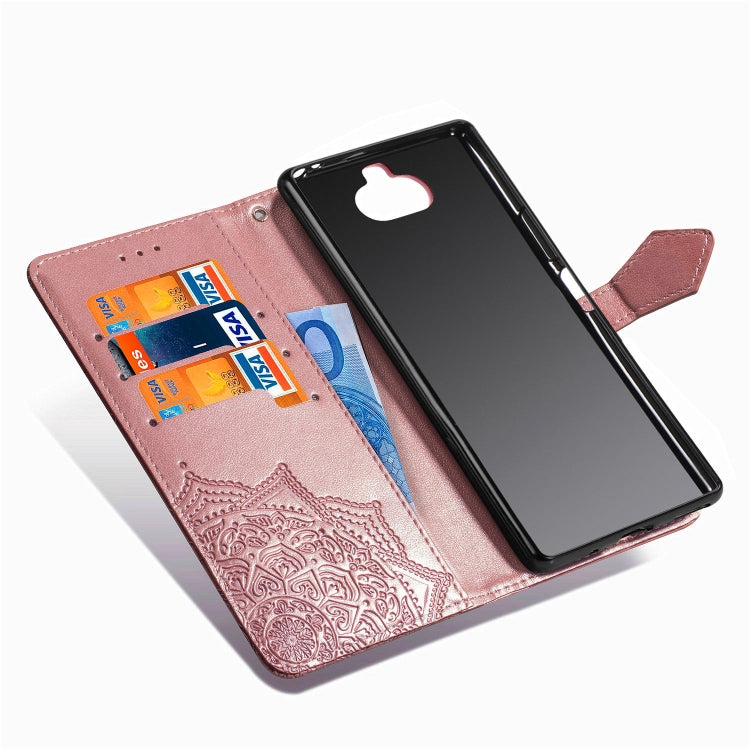 For Sony Xperia 20 Embossed Mandala Pattern PC + TPU Horizontal Flip Leather Case with Holder & Card Slots
