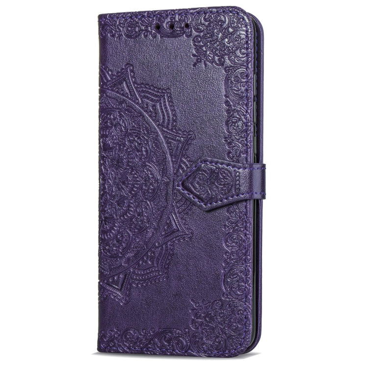 For Sony Xperia XZ3 Embossed Mandala Pattern PC + TPU Horizontal Flip Leather Case with Holder & Card Slots