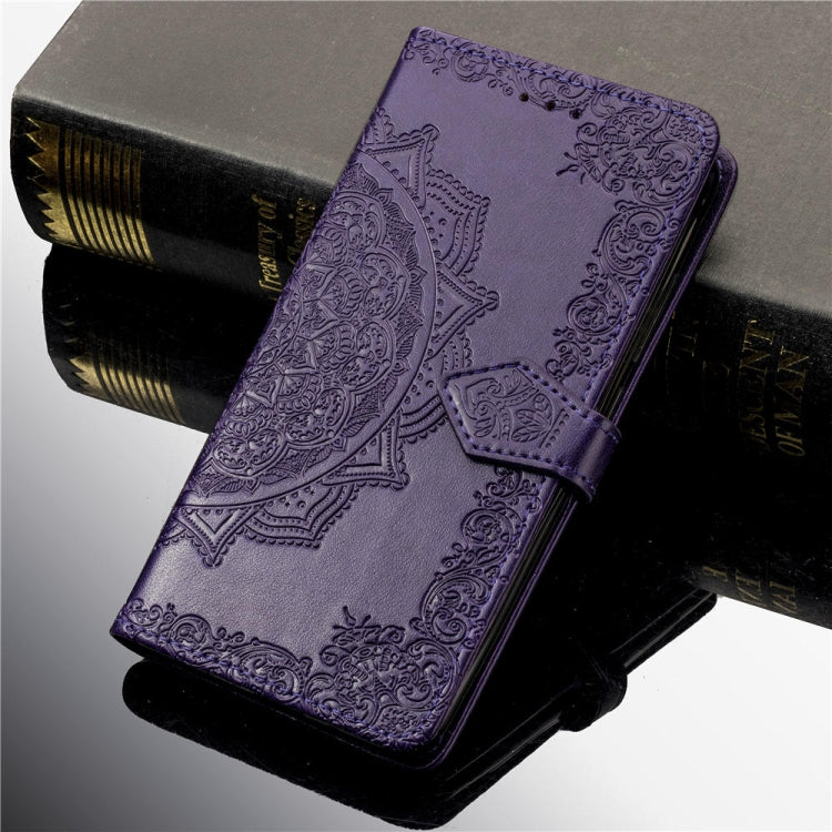 For Sony Xperia XZ3 Embossed Mandala Pattern PC + TPU Horizontal Flip Leather Case with Holder & Card Slots