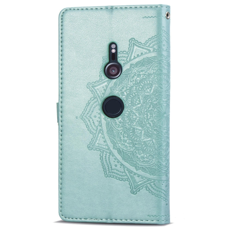 For Sony Xperia XZ3 Embossed Mandala Pattern PC + TPU Horizontal Flip Leather Case with Holder & Card Slots