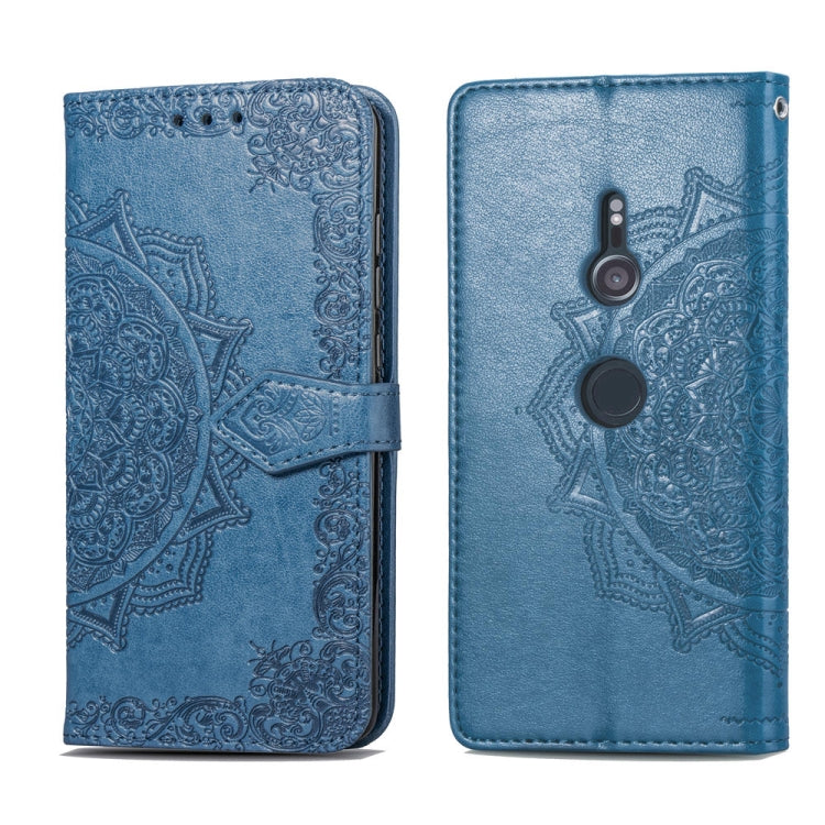 For Sony Xperia XZ3 Embossed Mandala Pattern PC + TPU Horizontal Flip Leather Case with Holder & Card Slots