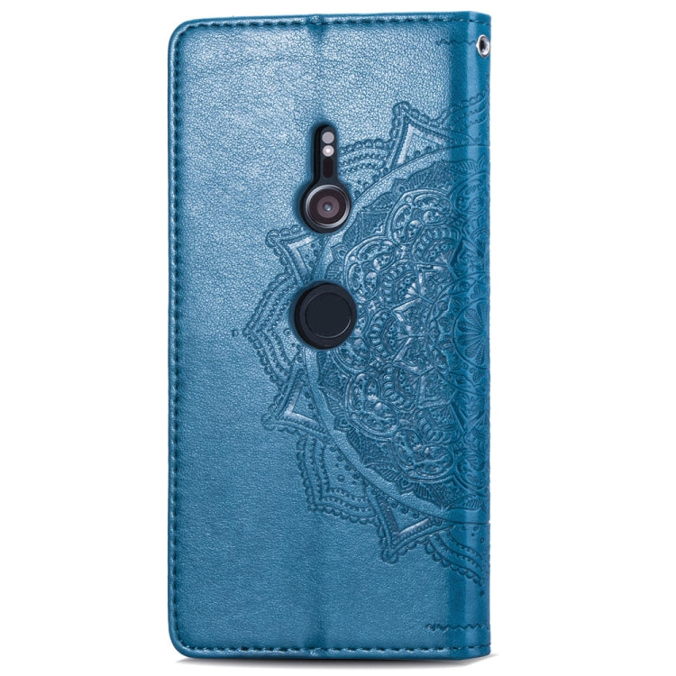 For Sony Xperia XZ3 Embossed Mandala Pattern PC + TPU Horizontal Flip Leather Case with Holder & Card Slots