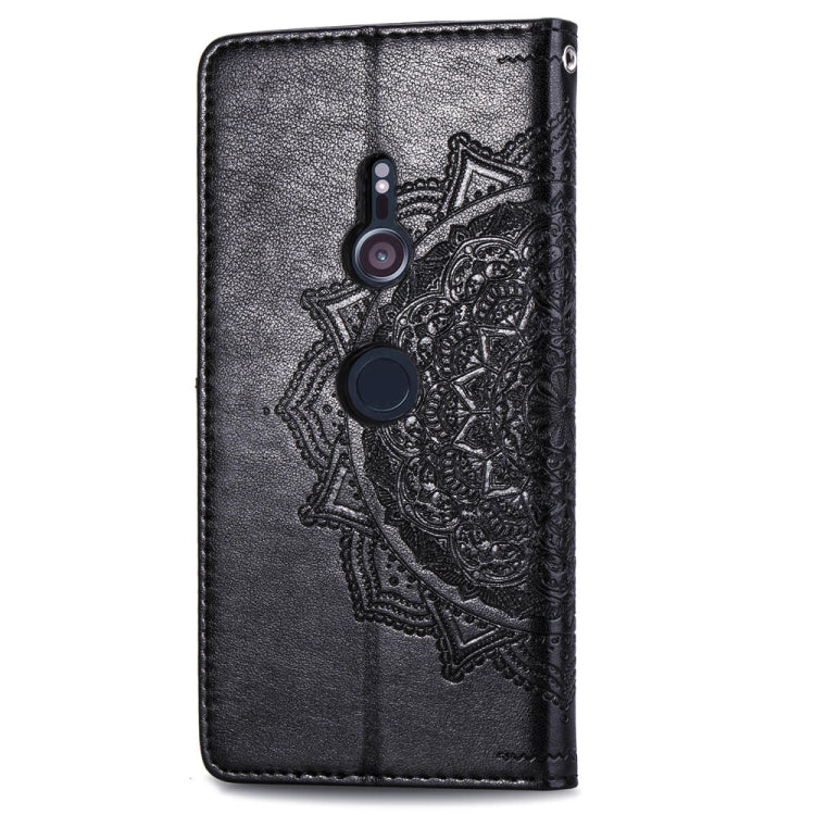 For Sony Xperia XZ3 Embossed Mandala Pattern PC + TPU Horizontal Flip Leather Case with Holder & Card Slots
