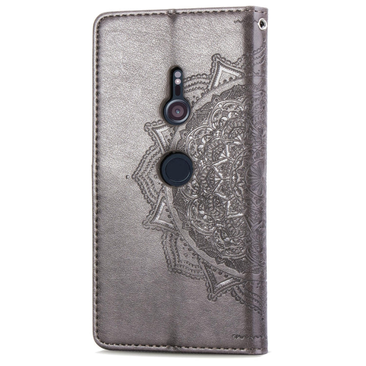 For Sony Xperia XZ3 Embossed Mandala Pattern PC + TPU Horizontal Flip Leather Case with Holder & Card Slots