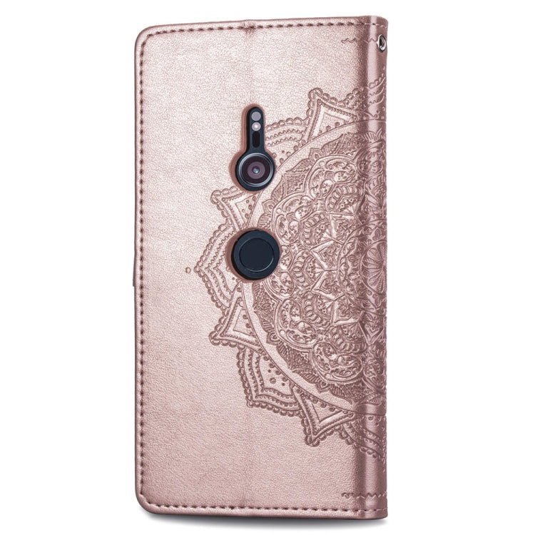 For Sony Xperia XZ3 Embossed Mandala Pattern PC + TPU Horizontal Flip Leather Case with Holder & Card Slots