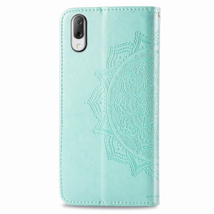 For Sony L3 Embossed Mandala Pattern PC + TPU Horizontal Flip Leather Case with Holder & Card Slots