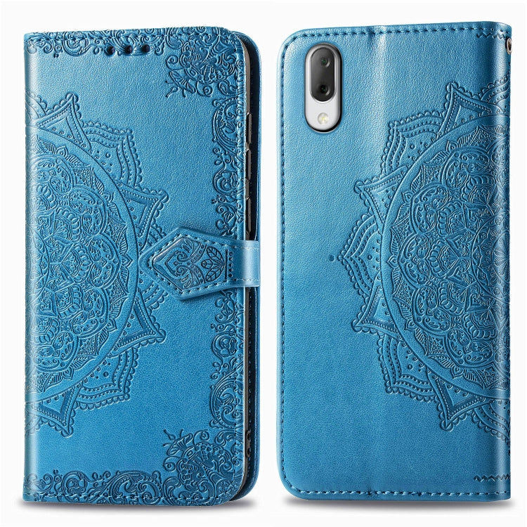 For Sony L3 Embossed Mandala Pattern PC + TPU Horizontal Flip Leather Case with Holder & Card Slots