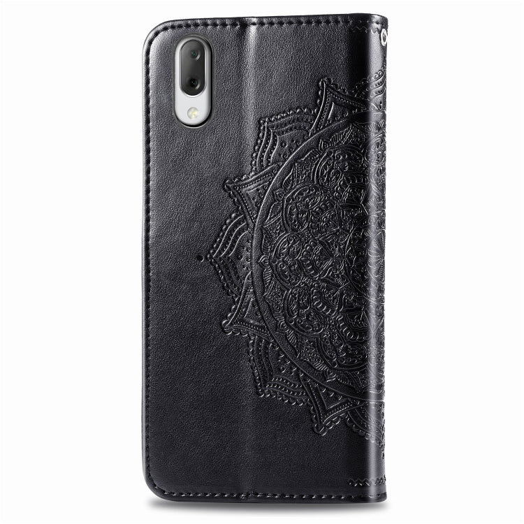 For Sony L3 Embossed Mandala Pattern PC + TPU Horizontal Flip Leather Case with Holder & Card Slots