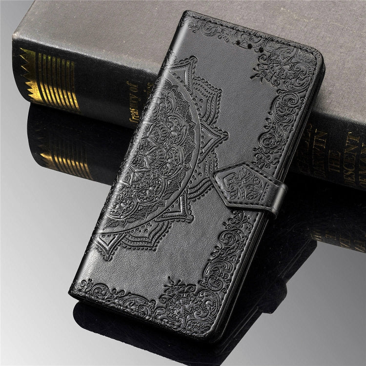 For Sony L3 Embossed Mandala Pattern PC + TPU Horizontal Flip Leather Case with Holder & Card Slots