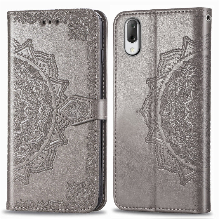 For Sony L3 Embossed Mandala Pattern PC + TPU Horizontal Flip Leather Case with Holder & Card Slots