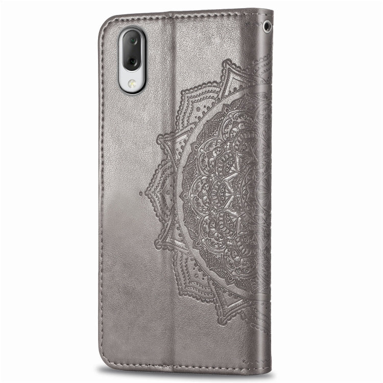 For Sony L3 Embossed Mandala Pattern PC + TPU Horizontal Flip Leather Case with Holder & Card Slots
