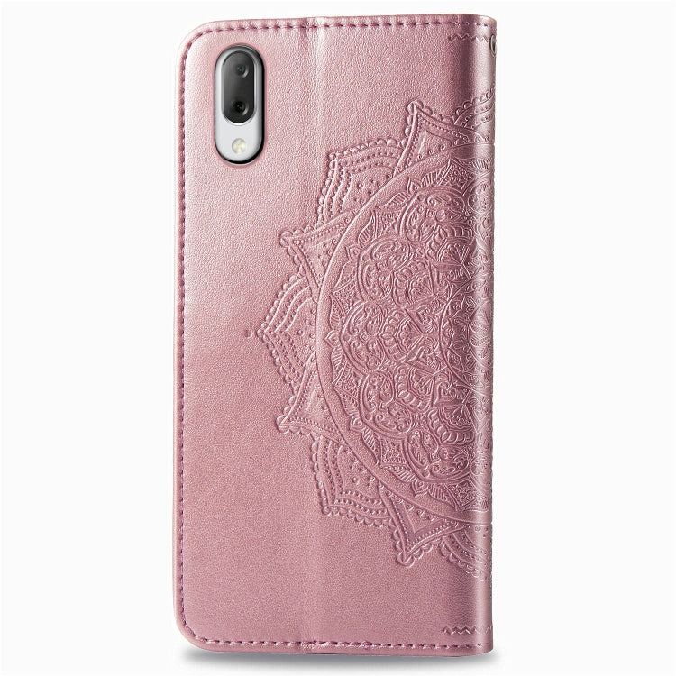 For Sony L3 Embossed Mandala Pattern PC + TPU Horizontal Flip Leather Case with Holder & Card Slots