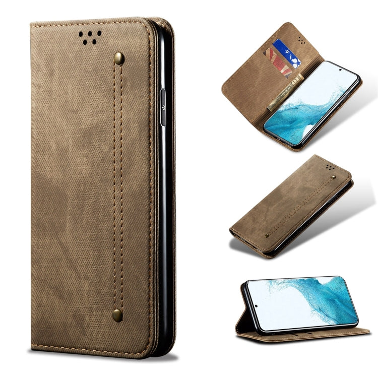 For Samsung Galaxy S22 5G Denim Texture Casual Style Horizontal Flip Leather Case with Holder & Card Slots & Wallet