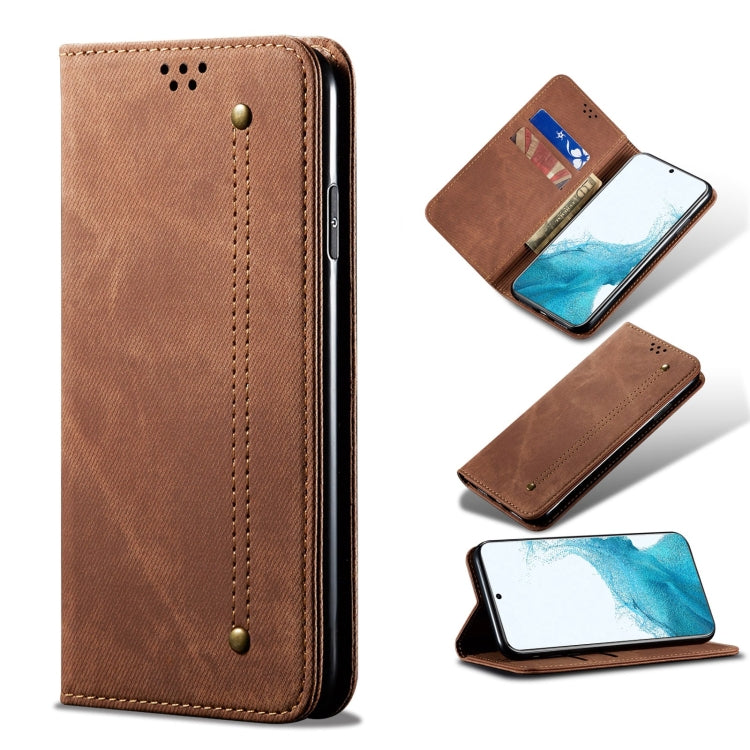 For Samsung Galaxy S22 5G Denim Texture Casual Style Horizontal Flip Leather Case with Holder & Card Slots & Wallet