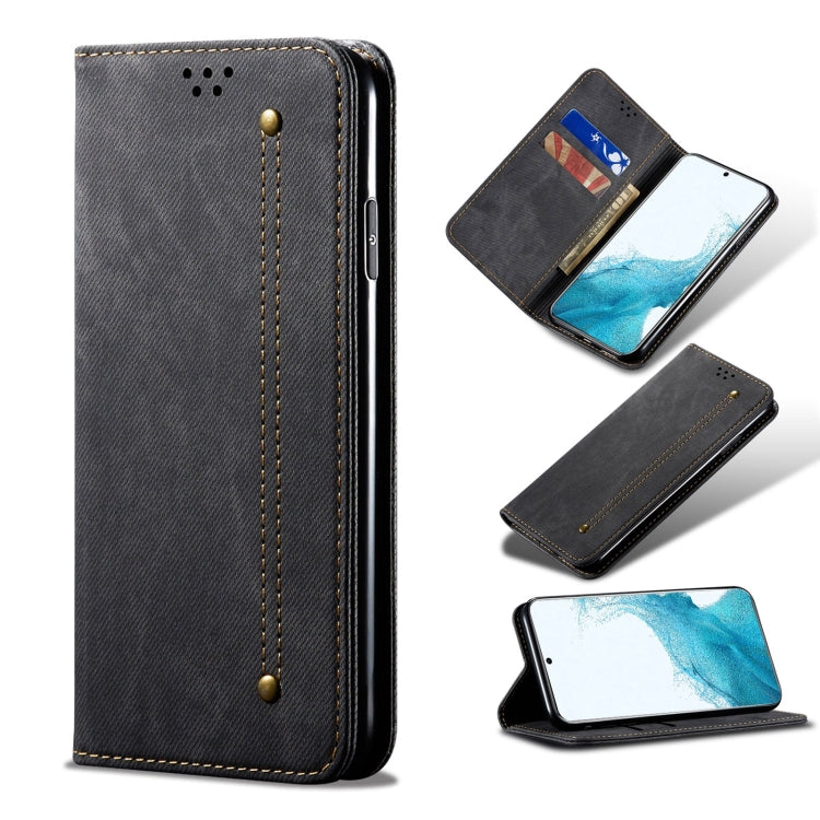 For Samsung Galaxy S22 5G Denim Texture Casual Style Horizontal Flip Leather Case with Holder & Card Slots & Wallet