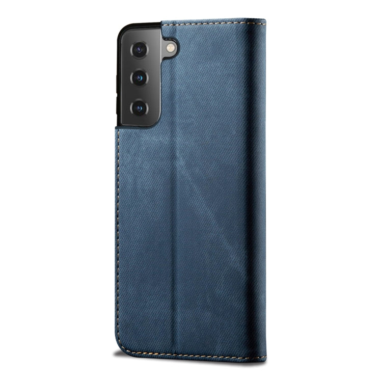 For Samsung Galaxy S22+ 5G Denim Texture Casual Style Horizontal Flip Leather Case with Holder & Card Slots & Wallet
