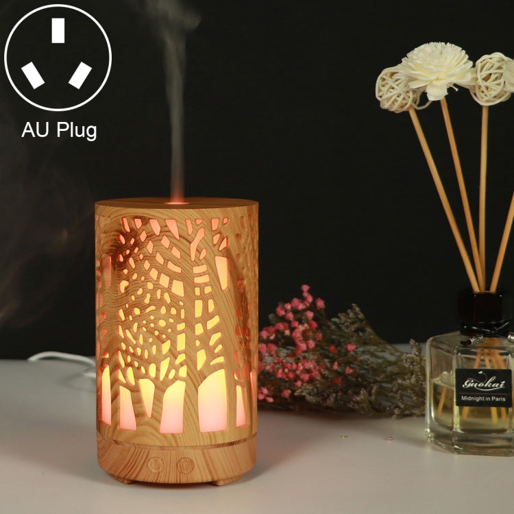 200ml Hollow-out Forest Pattern Wooden Essential Oil Aromatherapy Machine Ultrasonic Humidifier Automatic Alcohol Sprayer, Plug Specification:AU Plug