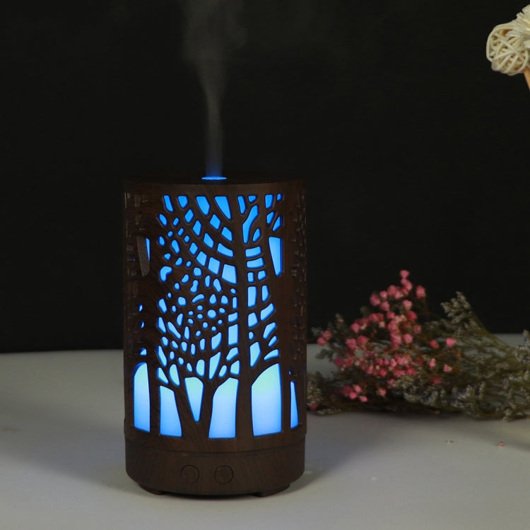 200ml Hollow-out Forest Pattern Wooden Essential Oil Aromatherapy Machine Ultrasonic Humidifier Automatic Alcohol Sprayer, Plug Specification:EU Plug