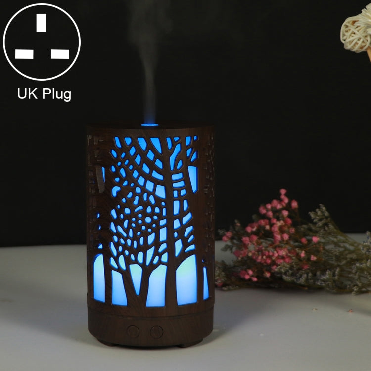 200ml Hollow-out Forest Pattern Wooden Essential Oil Aromatherapy Machine Ultrasonic Humidifier Automatic Alcohol Sprayer, Plug Specification:UK Plug
