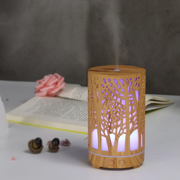 200ml Hollow-out Forest Pattern Wooden Essential Oil Aromatherapy Machine Ultrasonic Humidifier Automatic Alcohol Sprayer, Plug Specification:US Plug