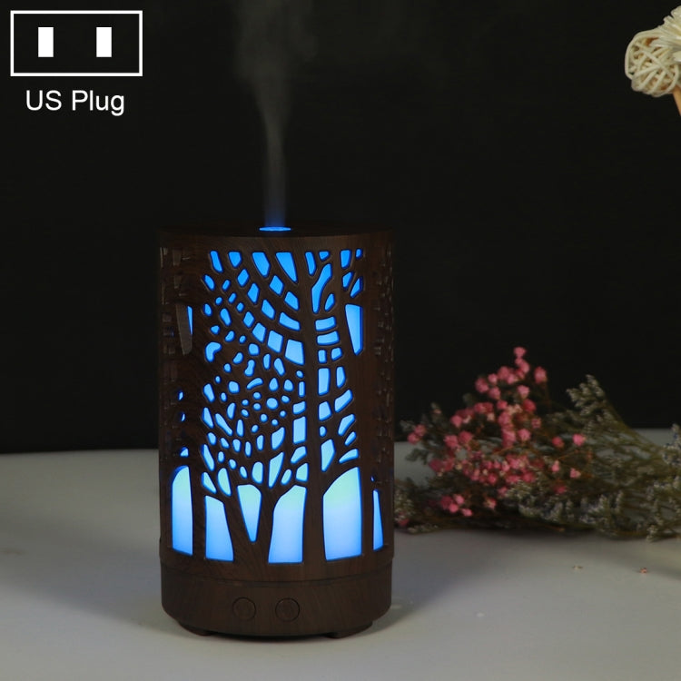 200ml Hollow-out Forest Pattern Wooden Essential Oil Aromatherapy Machine Ultrasonic Humidifier Automatic Alcohol Sprayer, Plug Specification:US Plug