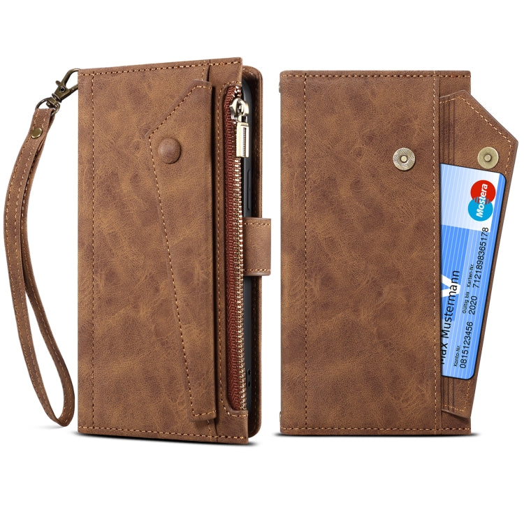 For Samsung Galaxy S22+ 5G Retro Frosted Horizontal Flip Leather Phone Case with Holder & Card Slot & Wallet & Zipper Pocket & Lanyard