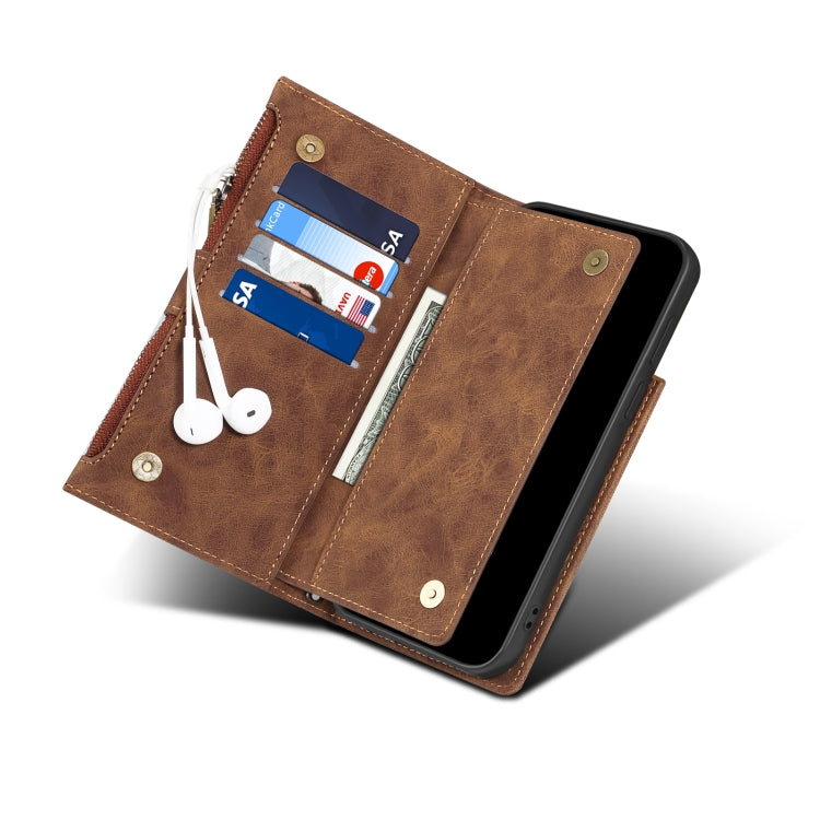 For Samsung Galaxy S22+ 5G Retro Frosted Horizontal Flip Leather Phone Case with Holder & Card Slot & Wallet & Zipper Pocket & Lanyard