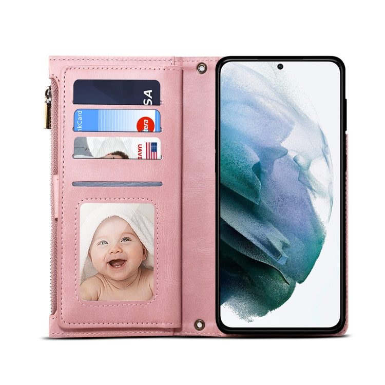 For Samsung Galaxy S22+ 5G Retro Frosted Horizontal Flip Leather Phone Case with Holder & Card Slot & Wallet & Zipper Pocket & Lanyard