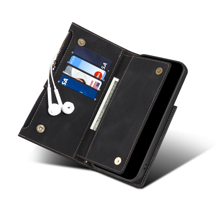For Samsung Galaxy S22+ 5G Retro Frosted Horizontal Flip Leather Phone Case with Holder & Card Slot & Wallet & Zipper Pocket & Lanyard