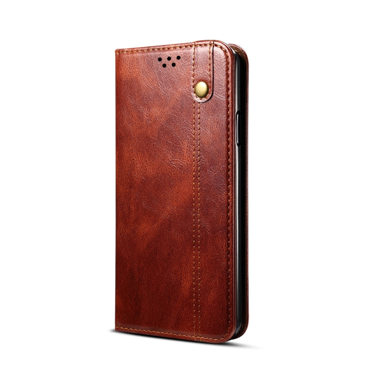 For Samsung Galaxy S22 5G Simple Wax Crazy Horse Texture Horizontal Flip Leather Phone Case with Card Slots & Holder