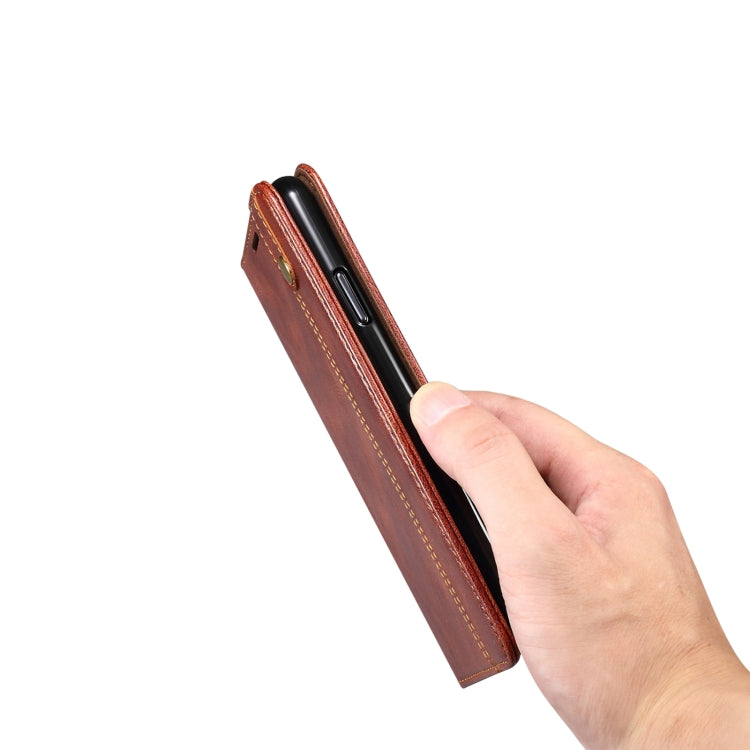 For Samsung Galaxy S22 5G Simple Wax Crazy Horse Texture Horizontal Flip Leather Phone Case with Card Slots & Holder