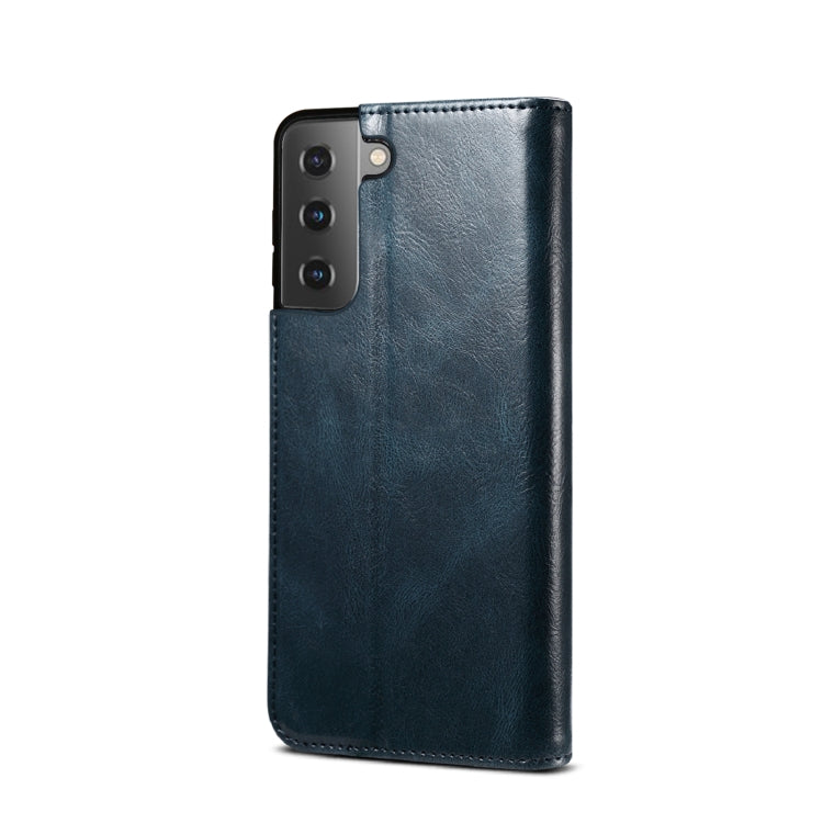 For Samsung Galaxy S22 5G Simple Wax Crazy Horse Texture Horizontal Flip Leather Phone Case with Card Slots & Holder