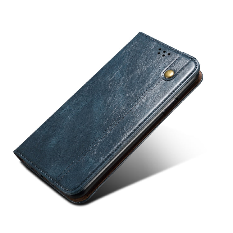For Samsung Galaxy S22 5G Simple Wax Crazy Horse Texture Horizontal Flip Leather Phone Case with Card Slots & Holder