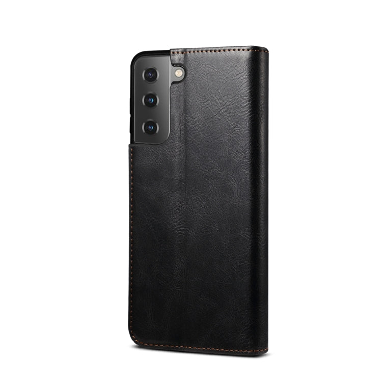 For Samsung Galaxy S22 Ultra 5G Simple Wax Crazy Horse Texture Horizontal Flip Leather Phone Case with Card Slots & Holder