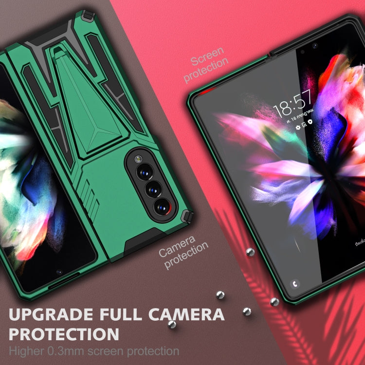 For Samsung Galaxy Z Fold3 5G Super V Armor PC + TPU Shockproof Phone Case with Invisible Holder
